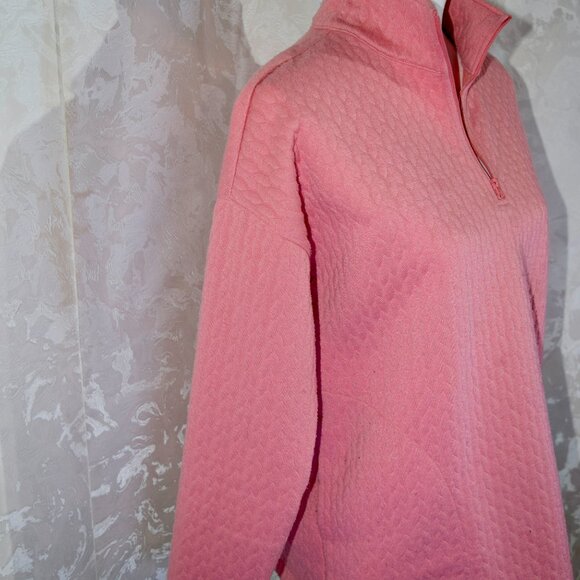 T by Talbots Sz M (8-10) Quilted Jacquard Zip Mock Neck Pullover Sweater - Picture 3 of 5